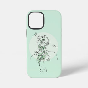 抽象的なシンプルラインアート女性イラスト iPhone 12 MINIケース
