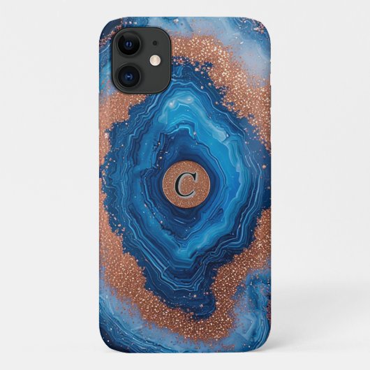 抽象的なジオードデザイン ローズゴールドアクセント Case-Mate iPhoneケース (裏面)