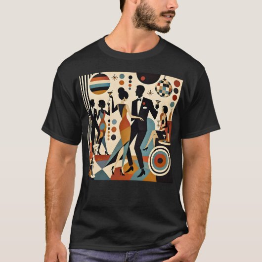 抽象的なジャジー・マティーニとダンス・カクテルパーティー Tシャツ (正面)