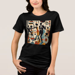 抽象的なジャジー・マティーニとダンス・コックテール・パーティー トライブレンドTシャツ