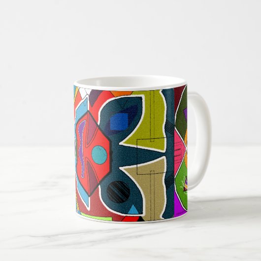 抽象的なジャズ風のおもしろいのマグ コーヒーマグカップ (正面右)