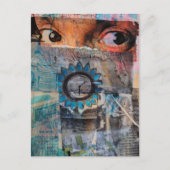 抽象的なジャンクジャーナルのコラージュ作品「The Eyeballs」 ポストカード (正面)
