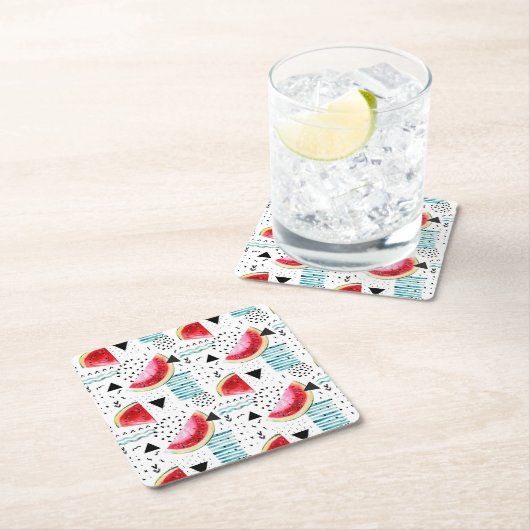 抽象的なスイカパターン スクエアペーパーコースター (インサイチュ)