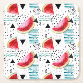 抽象的なスイカパターン スクエアペーパーコースター (正面)