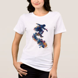 抽象的なスケートボーダー | 流れるようなインクの水彩アクション トライブレンドTシャツ