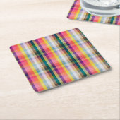 抽象的なスコットランドの格子縞 スクエアペーパーコースター (アングル)