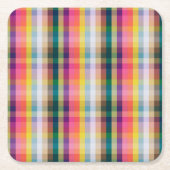 抽象的なスコットランドの格子縞 スクエアペーパーコースター (正面)