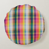 抽象的なスコットランドの格子縞 ラウンドクッション (裏面)