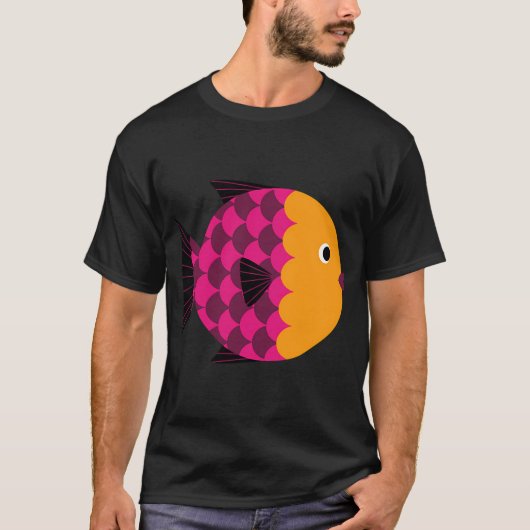 抽象的なスタイリッシュな魚 Tシャツ (正面)