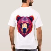 抽象的なスタイルのクマの顔 Tシャツ (裏面)
