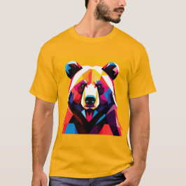 抽象的なスタイルのポリゴンクマ Tシャツ