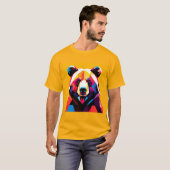 抽象的なスタイルのポリゴンクマ Tシャツ (正面フル)