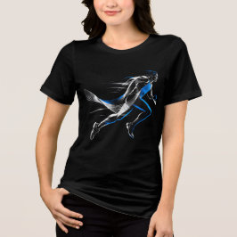抽象的なスピードランナーのアスリートモーションアートデザイン トライブレンドTシャツ
