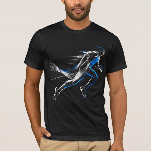 抽象的なスピードランナーのアスリートモーションアートデザイン Tシャツ (正面)