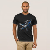 抽象的なスピードランナーのアスリートモーションアートデザイン Tシャツ (正面フル)