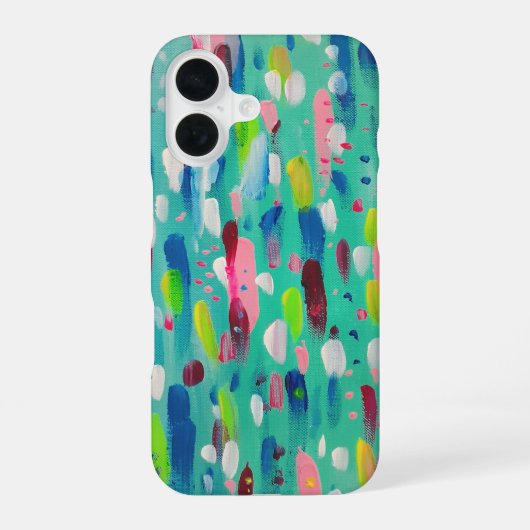 抽象的なスプリングタイムブルース iPhone 16ケース (裏面)