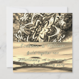 抽象的なセピアの花、光沢のある色調から濃い跡へ 招待状