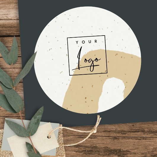 抽象的なセラミック オークルイエロー 斑点のついたシェイプ ロゴ ラウンドシール