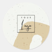 抽象的なセラミック オークルイエロー 斑点のついたシェイプ ロゴ ラウンドシール (正面)