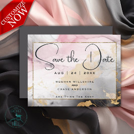 抽象的なセーブ・ザ・デート - ブラックゴールドローズピンク 招待状