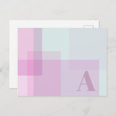 抽象的なソフトパープルピンクマーブルの色のモノグラム ポストカード (正面/裏面)