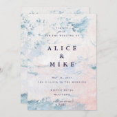 抽象的なソフトピンクとスカイブルーの水彩背景 招待状 (正面/裏面)