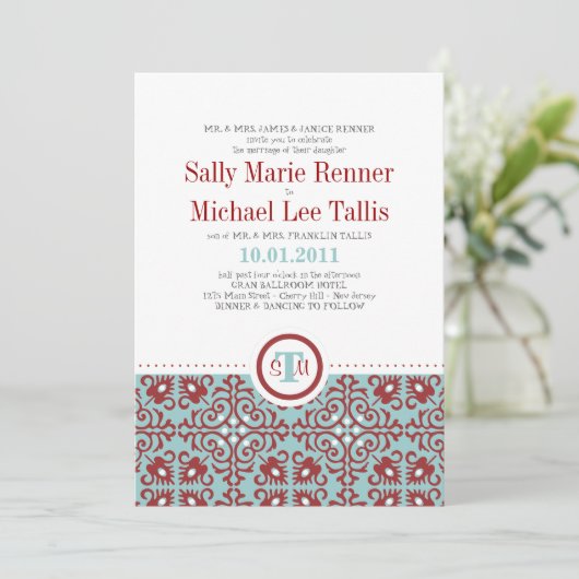 抽象的なタイルパターン招待状 招待状 (スタンド正面)