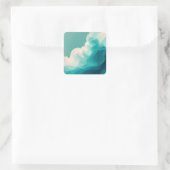 抽象的なターコイズとホワイトの流動的な波 スクエアシール (バッグ)