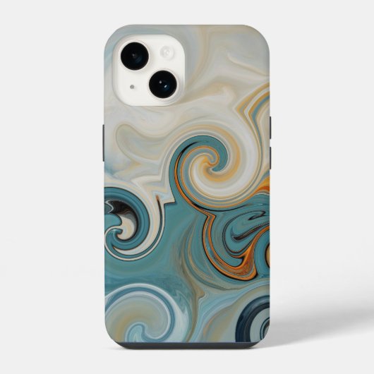 抽象的なターコイズブルーの海の波のビーチ 74 iPhoneケース (裏面)