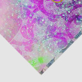 抽象的なターコイズブルー、ピンクの波、スパークル、パープルジェム 薄葉紙 (詳細)