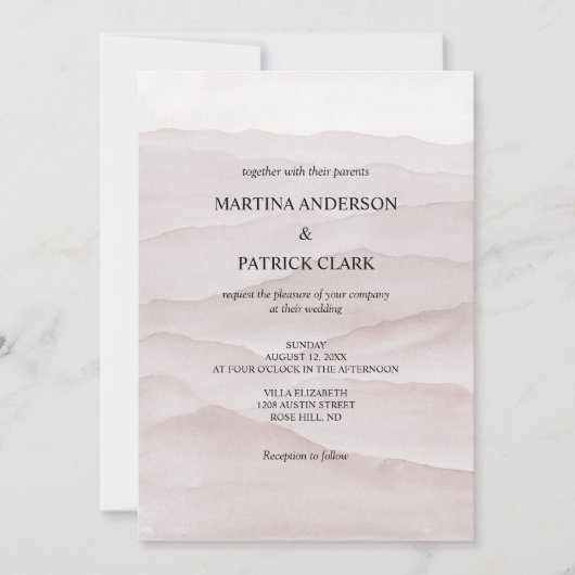 抽象的なダスティローズの結婚式招待状 招待状 (正面)