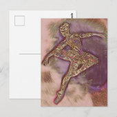 抽象的なダンス ピンクとゴールドのバレリーナカード ポストカード (正面/裏面)