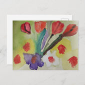 抽象的なチューリップと春の花 ポストカード (正面/裏面)