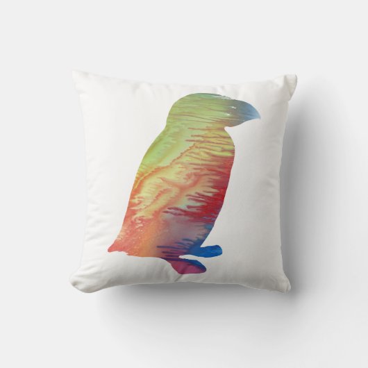 抽象的なツノメドリのシルエット クッション (正面)