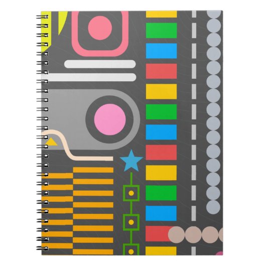 抽象的なテクノロジー管理パネルパターン ノートブック (正面)