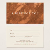 抽象的なテラコッタ・コッパー・バーントオレンジのギフトカード (正面&裏面)