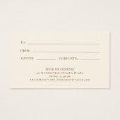 抽象的なテラコッタ・コッパー・バーントオレンジのギフトカード (裏面)