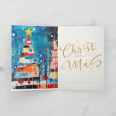 抽象的なデザインのカラフルな木々 シーズンカード (内部)