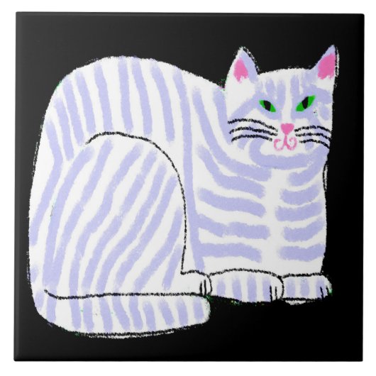 抽象的なデジタルキャットアート タイル (正面)