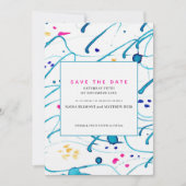 抽象的なトロピカルウェーブの結婚式の「Save the Date」カード 招待状 (正面)