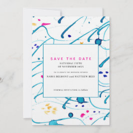 抽象的なトロピカルウェーブの結婚式の「Save the Date」カード 招待状