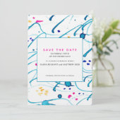 抽象的なトロピカルウェーブの結婚式のSave the Date 招待状 (スタンド正面)