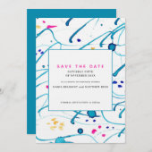 抽象的なトロピカルウェーブの結婚式　保存日付のお知らせ 招待状 (正面/裏面)