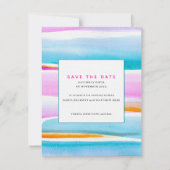 抽象的なトロピカルタイドラインの結婚式　保存日付のお知らせ 招待状 (正面)