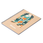 抽象的なトロピカルビーチサーフボードティーンジャーナル ノートブック (左側)