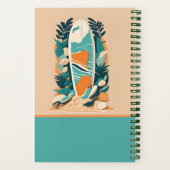 抽象的なトロピカルビーチサーフボードレトロスクール ノートブック (裏面)