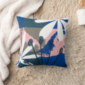 抽象的なトロピカルフラワーのアート クッション (ブランケット)