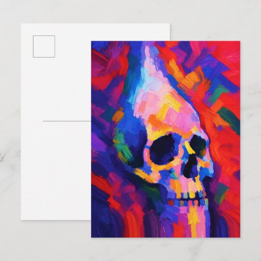 抽象的なドクロの絵画 壁アートプリント ポストカード (正面/裏面)