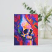 抽象的なドクロの絵画 壁アートプリント ポストカード (スタンド正面)