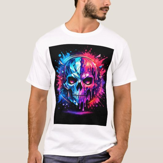 抽象的なドクロ Tシャツ (正面)